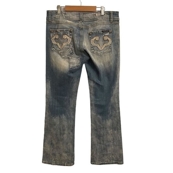 RF Rock LA for Express Boot Cut Y2K Low Rise Distressed Jeans Size 31 - Picture 4 of 8